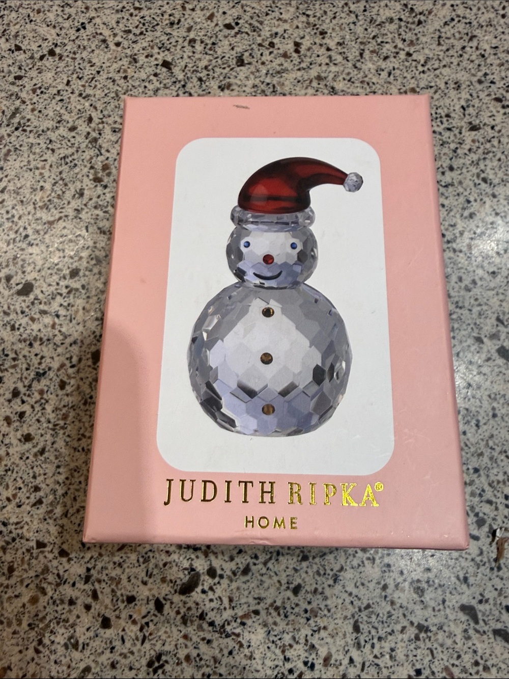 Judith Ripka Pink Boxed Crystal Snowman with Red Hat